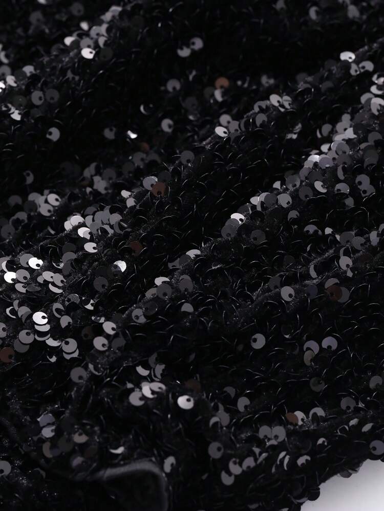 Women's Sequin V-Neck Long Sleeve Dress,Blackness,Autumn,70's,Night Out,Party Disco,Glitzy New Years Outfit Prom Carnival Sparkly Elegant Luxury Dress