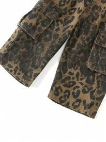 女婴 Y2K 街头服饰迷彩牛仔裤，配松紧腰带