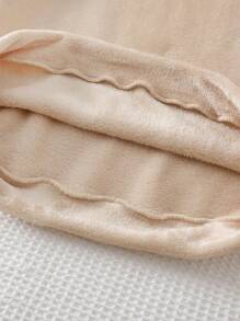 2pcs Tween Girls Flannel Plaid Pants And Solid Beige Long Sleeve Top Casual Pajama Set, Sibling/Matching Outfits (Sold Separately)