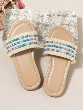 女孩舒适休闲百搭一脚蹬拖鞋，时尚儿童凉鞋