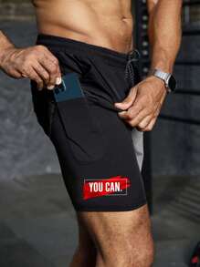 Manfinity Sport Corelite Quần short thể thao thường ngày phong cách bạn trai dành cho nam, tối giản và thời trang để mặc hàng ngày - màu đen - Xem 1