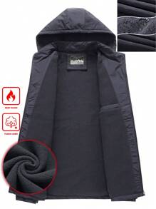 Manfinity Homme Men's Autumn/Winter Thermal Lined Zip Front Hooded Jacket - Grey - View 4