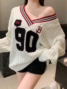DAZY Women's Sporty Color Block Pullover Sweater,Fall Clothes