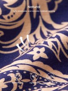 LUVLETTE Plus Women Plus Paisley Print Cotton Long Pajama Set Lounge Set For Women Lingerie Fall Pajamas Clothes,Spring And Summer - Blue and White - View 2