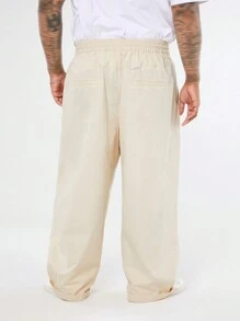 Manfinity NXTstreet Pantaloni casual beige intrecciati, larghi e morbidi, per uomo taglia comoda, pantaloni ampi semplici per l'autunno, ideali come regalo per il marito o il fidanzato