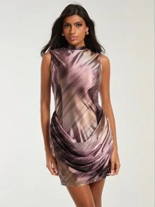 COSMINA Women's Fashion Laser Sleeveless Fitted Mini Dress - Multicolor - View 3