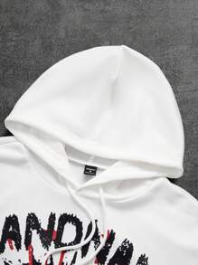 Manfinity Hypemode Sudadera con capucha casual para hombre con estampado gráfico, manga larga