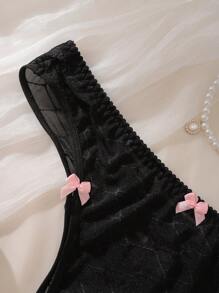 SHEIN سروال نسائي كبير الحجم قماشي شفاف أنيق مزين بعقدة - الأسود - مشاهدة 5