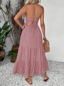 Breezaya Đầm Maxi Dài Co Giãn Buộc Lưng Cho Nữ, Trang Phục Đi Biển, Kỳ Nghỉ - Bụi hồng - Xem 2