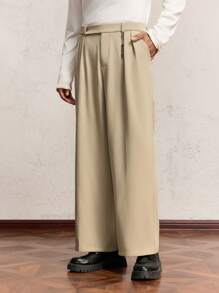 AKNOTIC Formal Men's Slim Fit Casual Mid-Waist Straight Leg Casual Suit Pants, Suitable For Autumn & Winter - Apricot - View 2