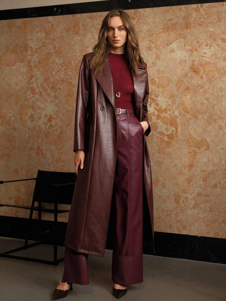 LAPEL COLLAR DOUBLE BREASTED TRENCH COAT