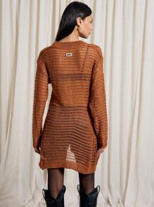 AiiRZ Longline Open Knit Fall Winter Cardigan With Buttons Modern Casual Oversized Knitwear Layering Piece For Autumn