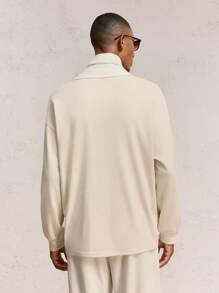 AKNOTIC Party Camisa polo casual de manga larga con cuello polo, de color contrastante y parches