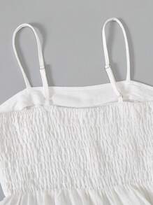 Set de 2 piezas para adolescentes (niñas): Cárdigan de manga larga casual y vestido de tirantes para uso diario y citas - Blanco - Ver 8