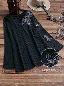 SHEIN LUNE Blouse brodée pour femmes en grandes tailles, nouvelle arrivée pour l'automne/hiver