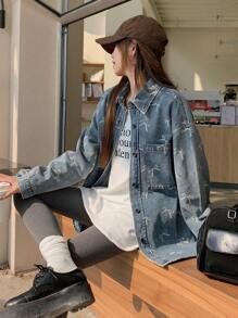 DAZY Women's Casual All-Over Bowknot Denim Jacket, Autumn - Light Wash - View 6