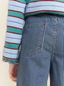 THE HAPPY LOOK Tween Boy Denim Pants With Striped Design, Casual And Fashionable For Daily Wear