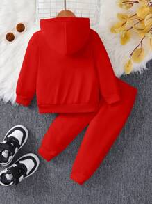 Bebeluș băiețel la modă versatilă drăguț literă și desene animate ursuț imprimeu hanorac și pantaloni ținută casual