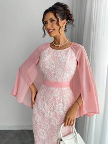 Chiquease Damen elegantes strukturiertes, skulpturales drapiertes Maxikleid, Damen-Outfit