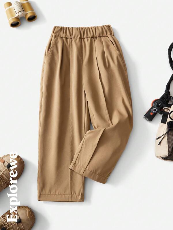 SHEIN 1pc Young Boy City Casual Style Pleated Design Versatile Comfortable Long Pants, Suitable For Urban Outdoor, Daily Wear, School, Gathering, And Leisure Occasions