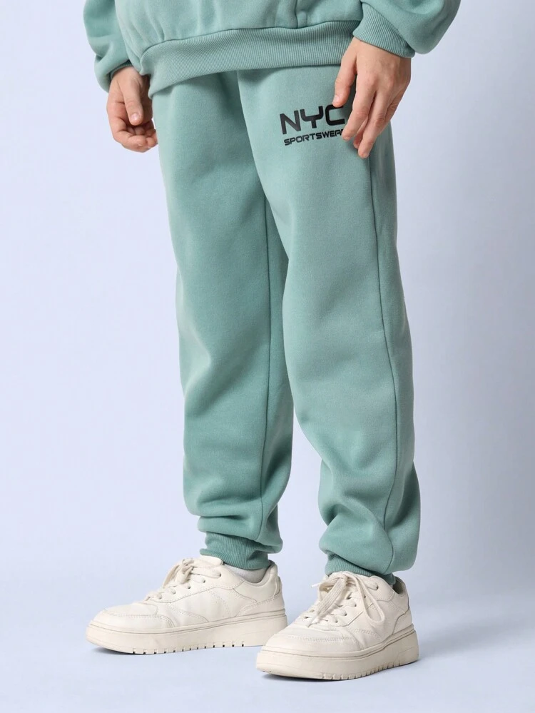 Nyc Sportswear Oversized Fleece Sweatsuit Set Holiday Wear Matching Two-Piece Tracksuit Athletic Outfit