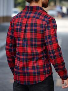 Manfinity Homme Camisa informal a cuadros con botones para hombre para usar al aire libre/diariamente en otoño