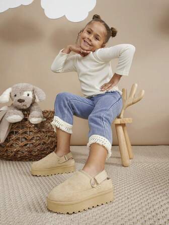 Mini mi Bestseller Pantuflas de plataforma de arena cómodas para niños - Diseño adorable de tira trasera, perfectas para aventuras de vacaciones