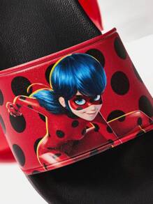 Miraculous Ladybug X SHEIN Cartoon Figure And Polka Dot Print Slippers, Lightweight For Indoor And Outdoor Wear, Spring Shoes, Spring Break Easter For Casual Beach Style