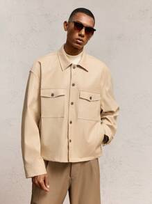 AKNOTIC Party Men's Woven Slim Fit Casual Turndown Collar Plain Thin Jacket, Long Sleeve Lightweight Jacket, Suitable For Autumn Work, Old Money, Boyfriend Gifts