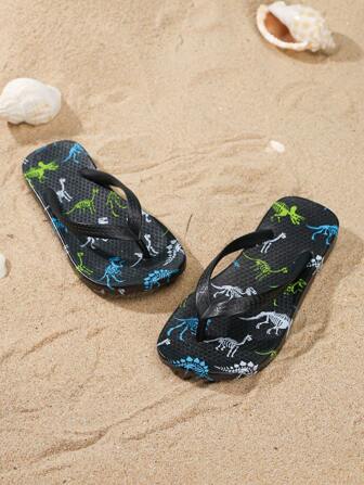 1 Pair Kids' Foam Thong Slippers, EVA Plain Color Non-Slip Sports Sandals, Cartoon Animal Design