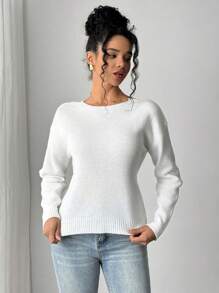 SHEIN LUNE New European & American Style Casual Loose Knit Sweater, Fashion Minimalist Knitwear For Women, Autumn/Winter