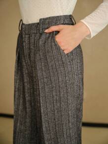 MOTF STUDIO HERRINGBONE PRINT FOLD PLEATED WIDE LEG PANTS