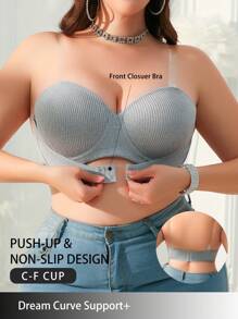 大码前扣式钢圈抹胸文胸 - 灰色 - 查看 4