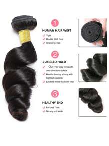 100克/件 散装波浪真人发束 处女真人发接发 编织巴西 100% 未加工真人发束 - Natural Black - 查看 6