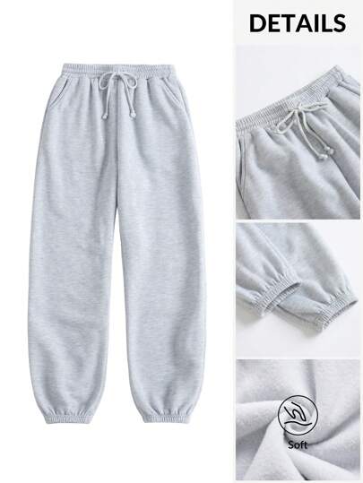 Tseoso Pantalones de punto sueltos con bolsillos, de unicolor, para mujer, de estilo deportivo casual