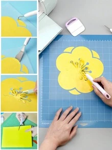 6PCS Rose Red Vinyl Weeding Tool Kit - Precision Craft Tweezers & Scraper Set For, DIY Lettering Film, Iron-On Projects (Essential Machine Accessory Gift) - Hot Pink - View 7