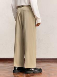 AKNOTIC Formal Men's Slim Fit Casual Mid-Waist Straight Leg Casual Suit Pants, Suitable For Autumn & Winter - Apricot - View 6