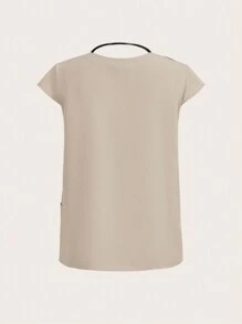 TaskEZ Women's Solid V-Neck Coverall Top And Pants Loose /Nursing Scrub Uniform Set - Grey - View 7