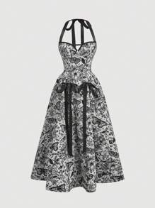 SHEIN MOD Black Butterfly Mesh Strap Romantic Dress For Women,Goth Dress,Black Homecoming Dress,Elegant Dress,Women Dress,Elegant Women Dresses,Mexican Women Dresses,Masquerade Ball Dress,Witch Dress - Black and White - View 1