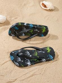 1 双儿童泡沫人字拖鞋，EVA 纯色防滑运动凉鞋，卡通动物图案 - 彩色 - 查看 2