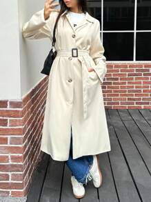 INAWLY Chaqueta de mujer casual con botones para otoño - Caqui - Ver 3