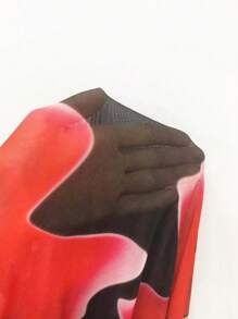 Glamine 女士花卉印花不对称领长袖时尚上衣，秋季 - 彩色 - 查看 6