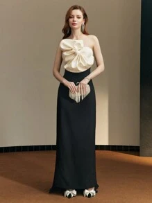 MOTF PREMIUM Robe tube avec décoration en nœud - Noir - Voir 8