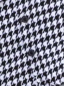 SHEIN Playful Pals 男婴休闲时尚优雅千鸟格印花短外套搭配黑色裤子，适合春秋季节 - 黑與白 - 查看 6