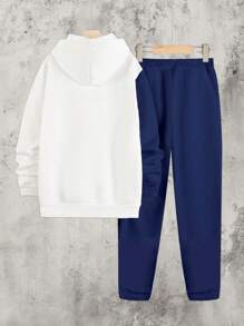 Manfinity Homme Conjunto de chándal con estampado de ciervos, sudadera con capucha y pantalón de chándal casuales y deportivos para hombre en otoño