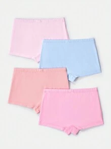 SHEIN 4pcs Young Girl Cute Mermaid Pattern Breathable Stretchy Waist Briefs - Multicolor - View 2