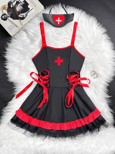 Vestido con tirantes cruzados y diadema para niña adolescente, para Navidad