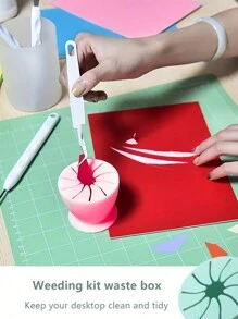 6PCS Rose Red Vinyl Weeding Tool Kit - Precision Craft Tweezers & Scraper Set For, DIY Lettering Film, Iron-On Projects (Essential Machine Accessory Gift) - Hot Pink - View 6