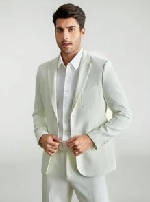Manfinity VCAY Men's Solid Color Suit With Long Pants - White - View 3