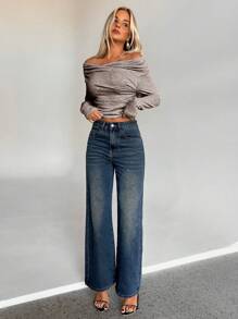 Aloruh 1 件女士休闲纯色褶皱修身长袖 T 恤，多用途，适合秋冬季